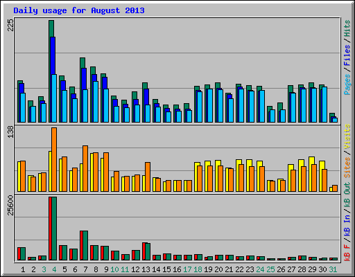 Daily usage for August 2013