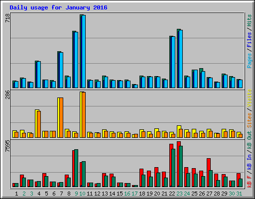 Daily usage for January 2016