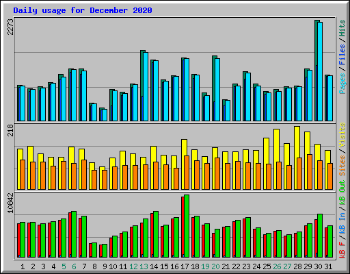Daily usage for December 2020