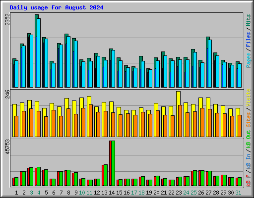 Daily usage for August 2024