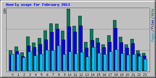 Hourly usage for February 2013