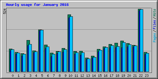 Hourly usage for January 2016