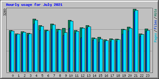 Hourly usage for July 2021